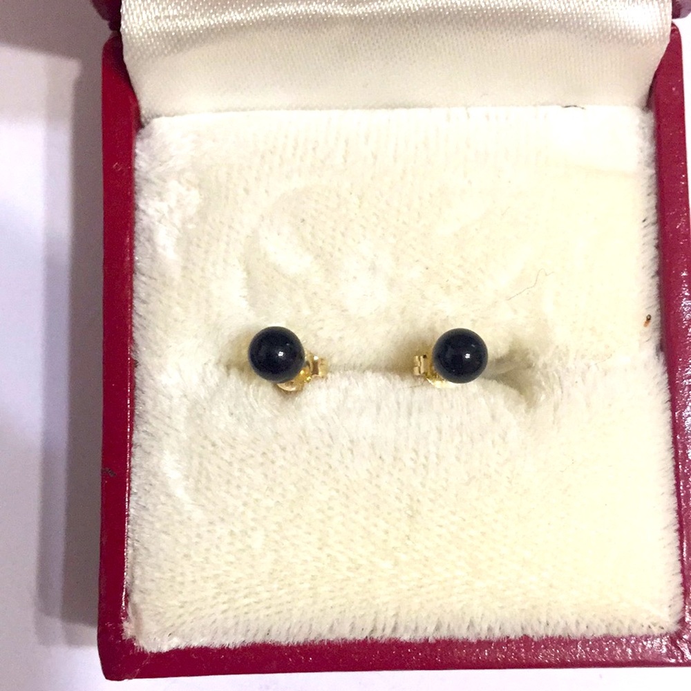 14k gold onyx earrings